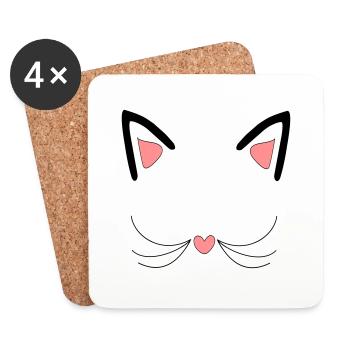 Cat, cat ears - Coasters (set of 4) - white - Front