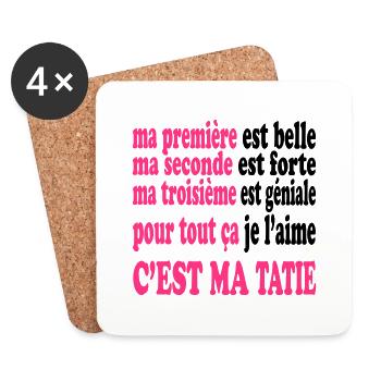 Ma tatie est belle - Untersetzer (4er-Set) - Weiß - Vorne