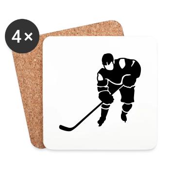 hockey sur glace - Dessous de verre (lot de 4) - blanc - Devant