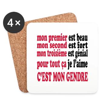 Mon gendre est beau - Dessous de verre (lot de 4) - blanc - Devant