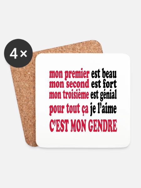Mon gendre est beau - Coasters (set of 4) - white