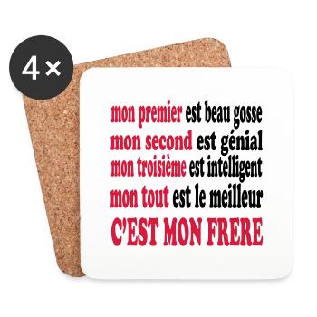 Mon frère est beau - Coasters (set of 4) - white - Front