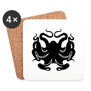 poulpe - Dessous de verre (lot de 4) - blanc - Devant