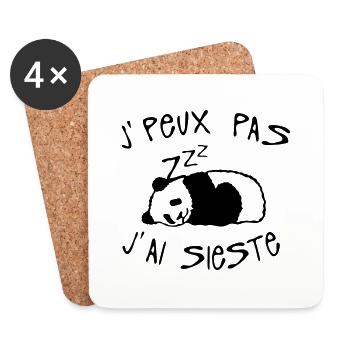 peux pas j ai sieste panda dort - Dessous de verre (lot de 4) - blanc - Devant