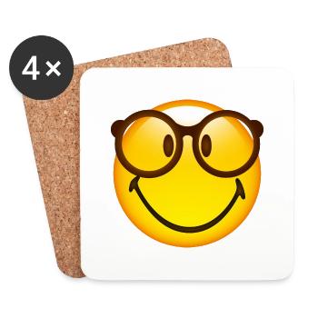 Smiley Glossy Nerd - Coasters (set of 4) - white - Front
