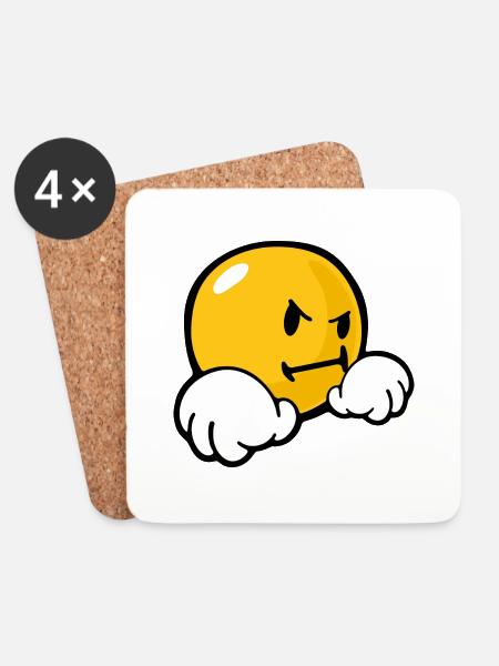 Smiley Stubborn - Untersetzer (4er-Set) - Weiß