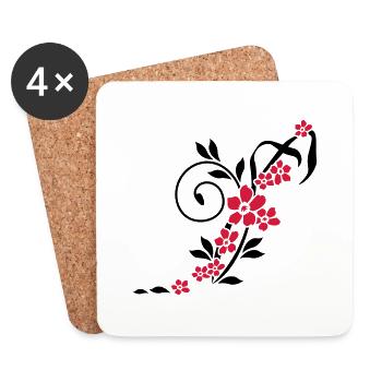 Fleur Vrille / Fleur Tandril (2c) - Dessous de verre (lot de 4) - blanc - Devant