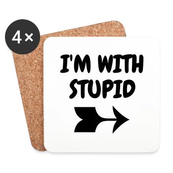 I'm with stupid - Humor - Funny - Joke - Friend - Coasters (set of 4) - white - Front