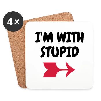I'm with stupid - Humor - Funny - Joke - Friend - Coasters (set of 4) - white - Front