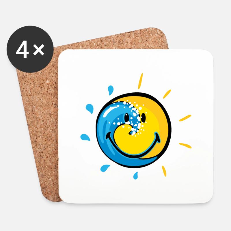 Smiley Splash Sun - Untersetzer (4er-Set) - Weiß