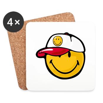 Smiley Lanceur de baseball - Dessous de verre (lot de 4) - blanc - Devant