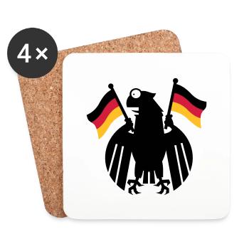 Wappenadler Karikatur / German Eagle Cartoon (3c) - Untersetzer (4er-Set) - Weiß - Vorne