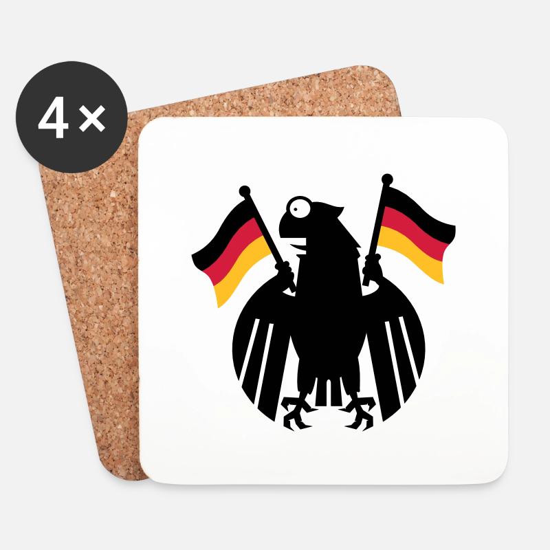 Wappenadler Karikatur / German Eagle Cartoon (3c) - Untersetzer (4er-Set) - Weiß