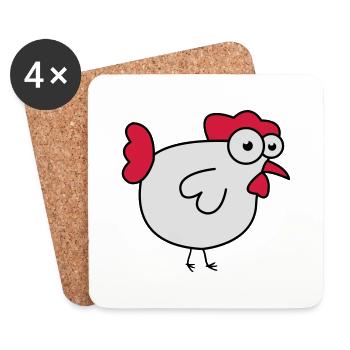 huhn_02 - Untersetzer (4er-Set) - Weiß - Vorne