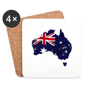Australia Map Flag - Australien - Untersetzer (4er-Set) - Weiß - Vorne
