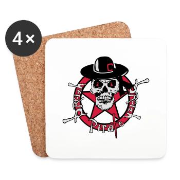 tete de mort breizh pirate breton chapeau 311 - Dessous de verre (lot de 4) - blanc - Devant