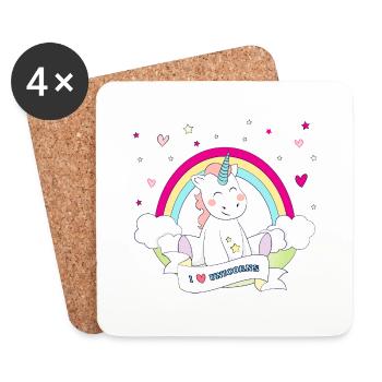 (i_love_unicorns) - Dessous de verre (lot de 4) - blanc - Devant