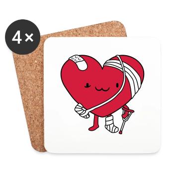 heart wounded broken patient doctored ill l - Coasters (set of 4) - white - Front