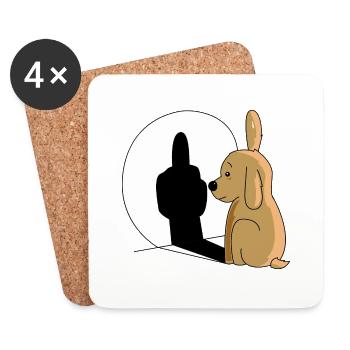Hund Spiegel Schatten Mittelfinger Geschenk lustig - Untersetzer (4er-Set) - Weiß - Vorne