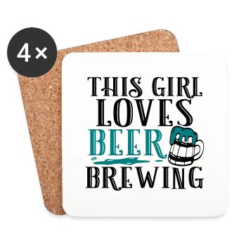 Cette fille aimait brasser de la bière - Dessous de verre (lot de 4) - blanc - Devant