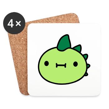 dinosaur head face - Coasters (set of 4) - white - Front