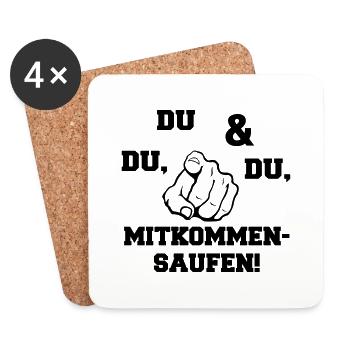 mitkommen_saufen_001 - Untersetzer (4er-Set) - Weiß - Vorne