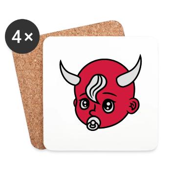 head face evil devil demon hell devil satan crawli - Coasters (set of 4) - white - Front