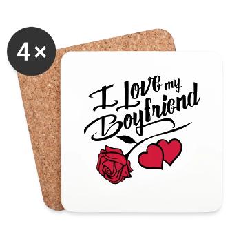 i love my boyfriend design - Untersetzer (4er-Set) - Weiß - Vorne