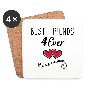 best friends 4 ever - Untersetzer (4er-Set) - Weiß - Vorne