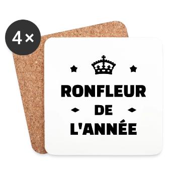 Ronfler / Ronfleur / Ronfleuse / Ronflement - Dessous de verre (lot de 4) - blanc - Devant