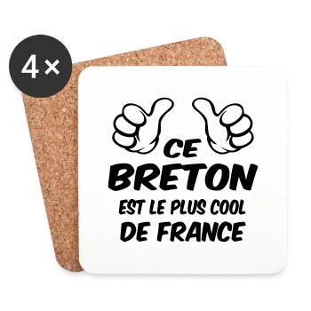 Breton / Bretonne / Bretagne / France / Humour / - Dessous de verre (lot de 4) - blanc - Devant