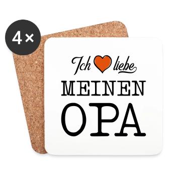 Ich liebe meinen Opa Herz - Untersetzer (4er-Set) - Weiß - Vorne
