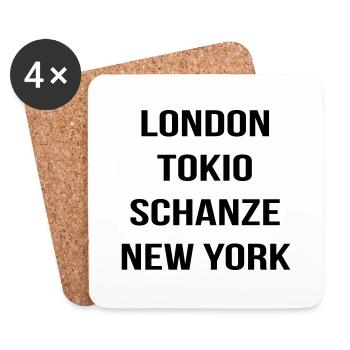 Personalisierbar Hamburg Schanze - Untersetzer (4er-Set) - Weiß - Vorne