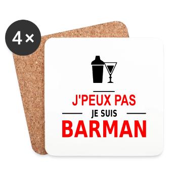 j'peux pas je suis barman - Coasters (set of 4) - white - Front