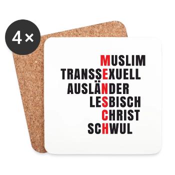 Antirassismus - Mensch - Untersetzer (4er-Set) - Weiß - Vorne
