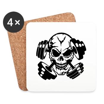 dead head halter bodybuilding bodybuilding sport - Coasters (set of 4) - white - Front