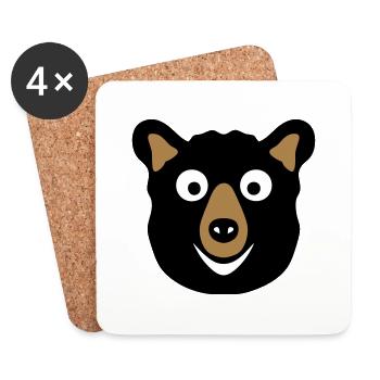 bear drawing cartoon animals - Coasters (set of 4) - white - Front