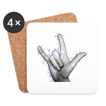 LOVE YOU Bleu - Dessous de verre (lot de 4) - blanc - Devant
