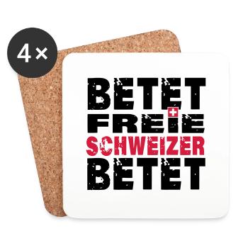 Betet freie Schweizer betet - Untersetzer (4er-Set) - Weiß - Vorne