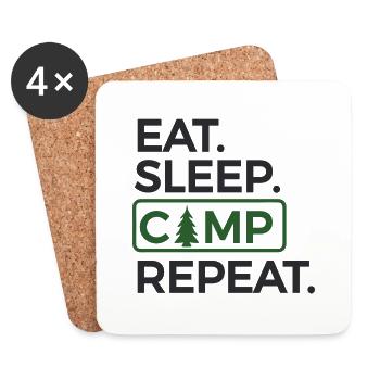 Chemise de camping, cadeau pour les amateurs de camping / randonnée - Dessous de verre (lot de 4) - blanc - Devant