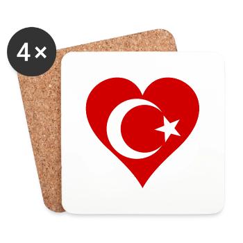 Turkish flag as a heart - Coasters (set of 4) - white - Front