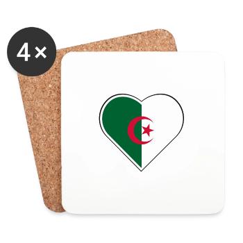 My heart beats for Algeria - Coasters (set of 4) - white - Front