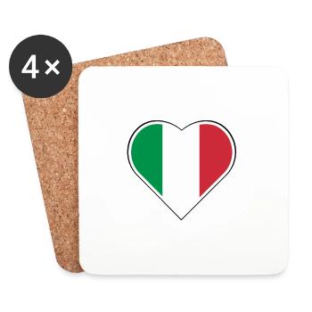Mein Herz schlägt für Italien - Untersetzer (4er-Set) - Weiß - Vorne