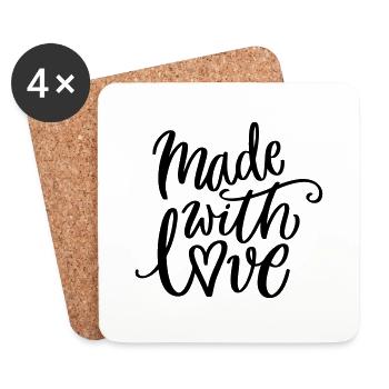 Made with love (customizable color) - Coasters (set of 4) - white - Front