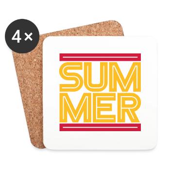 Red bars summer design logo palm text water - Coasters (set of 4) - white - Front