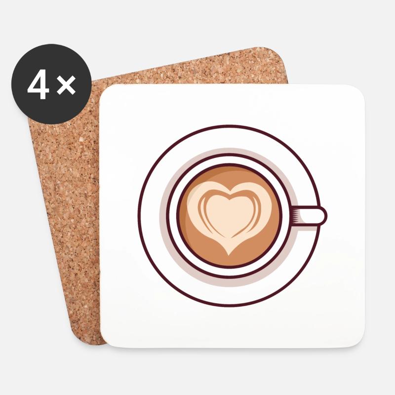 Cappuccino mit Liebe - Untersetzer (4er-Set) - Weiß