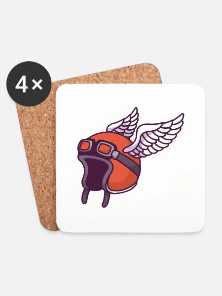 Hermes Motorradhelm - Untersetzer (4er-Set) - Weiß