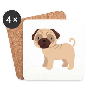 Mops - Untersetzer (4er-Set) - Weiß - Vorne