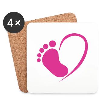 Baby foot heart pink - Coasters (set of 4) - white - Front