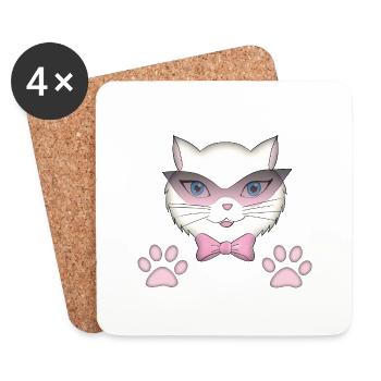 Cat Cat - Coasters (set of 4) - white - Front